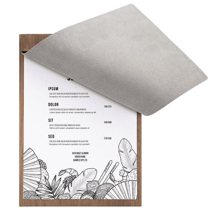Securit® A4 WALNUT & VEGAN LEATHER menuholder - Image 3