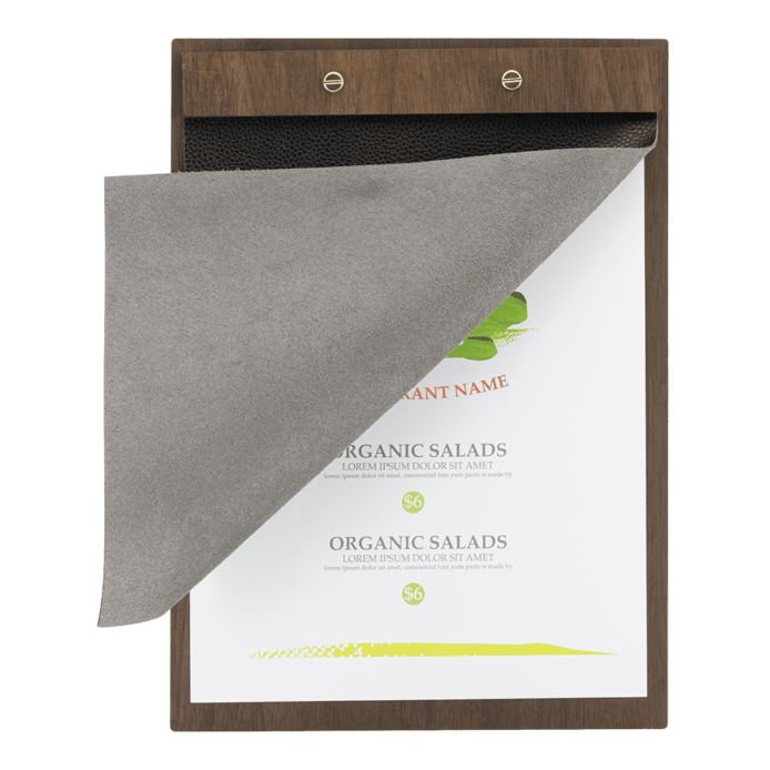 Securit® A4 WALNUT & VEGAN LEATHER menuholder - Image 4