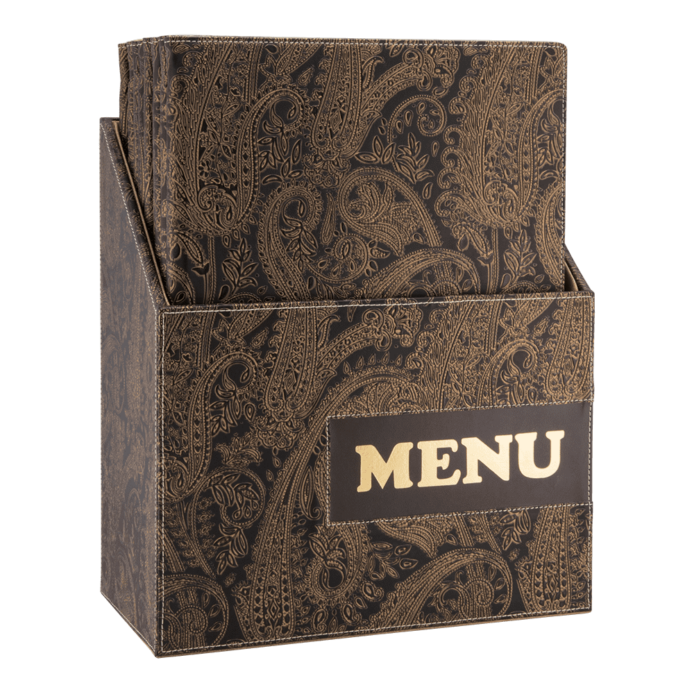Securit® 10 stk. A4 PAISLEY DESIGN menuomslag i opbevaringsboks