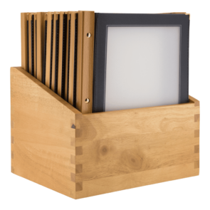 Securit® A4 WOOD opbevaringsboks med 20 stk. menuomslag