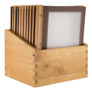Securit® A4 WOOD opbevaringsboks med 20 stk. menuomslag