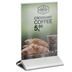 Securit® A6 menu borddisplay i akryl og rustfrit stål