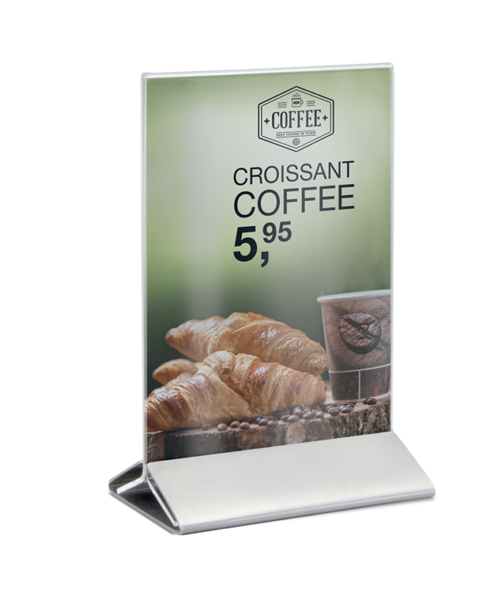 Securit® A6 menu borddisplay i akryl og rustfrit stål