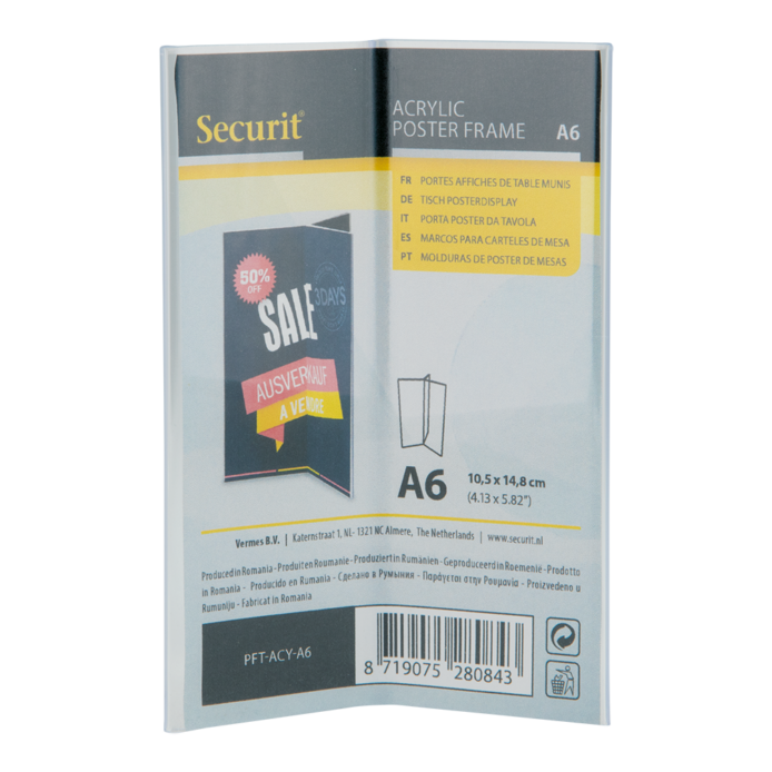 Securit® Y-formet A6 menu borddisplay i akryl - Image 4
