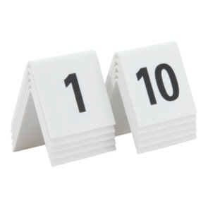 Securit® 10 stk. bordnumre 1-10 i hård hvid akryl