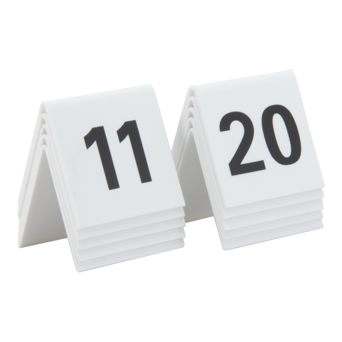 Securit® 10 stk. bordnumre 11-20 i hård hvid akryl
