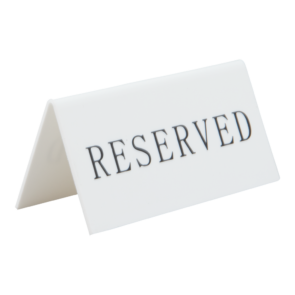 Securit® 5 stk bordskilte "RESERVED" i hård hvid akryl
