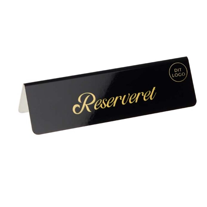 5 stk. RESERVERET bordskilte (DK) med dit logo,  aluminium, sort - Image 3