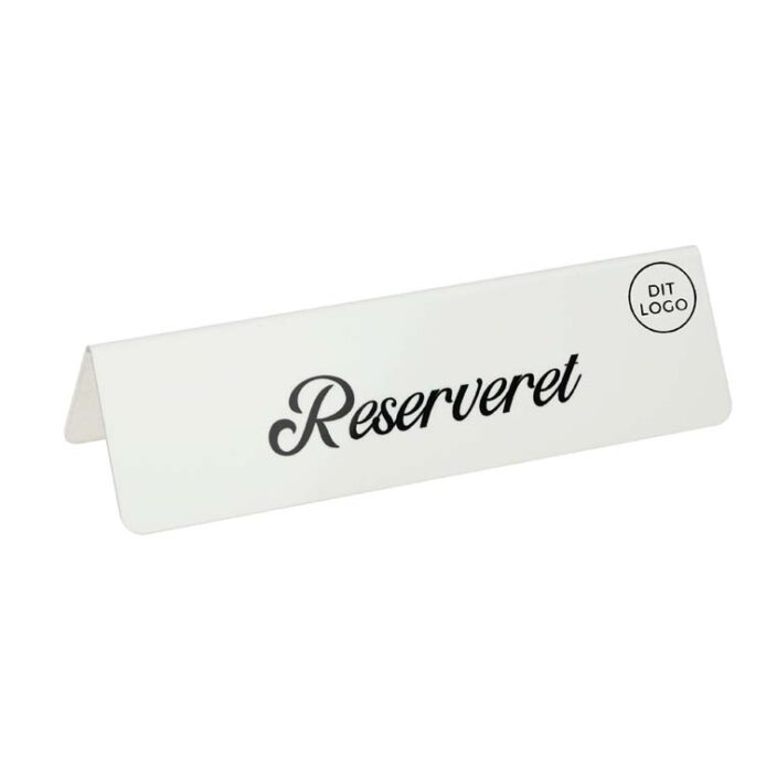 5 stk. RESERVERET bordskilte (DK) i aluminium, hvid - Image 4