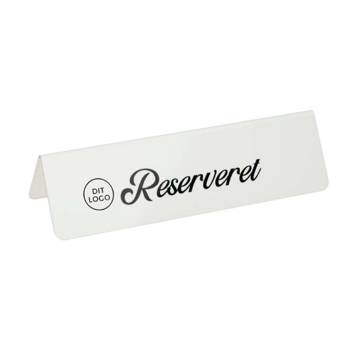 5 stk. RESERVERET bordskilte (DK) i aluminium, hvid - Image 3