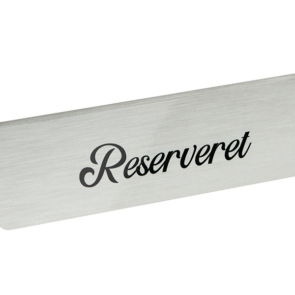 5 stk. RESERVERET bordskilte (DK) i aluminium