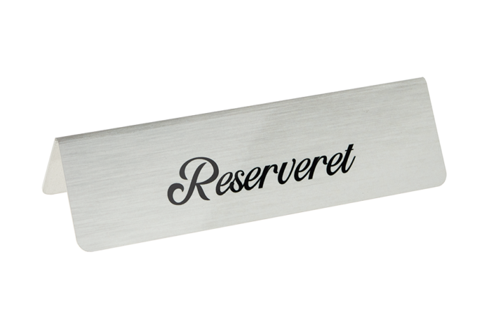 5 stk. RESERVERET bordskilte (DK) i aluminium