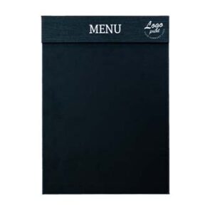 Clipboard A4 "MENU" med dit logo, modern charcoal/grå