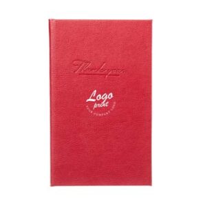 Regningsholder "THANK YOU" 13,5x21 med dit logo, PU læder rød