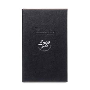 Regningsholder "THANK YOU" 13,5x21 med dit logo, PU læder sort