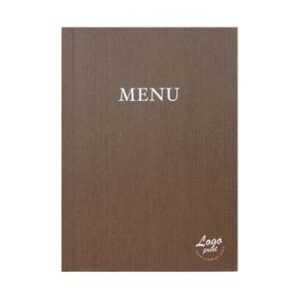 Menuomslag med klemryg, A4 "MENU", med dit logo, modern marron/brun
