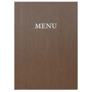 Menuomslag med klemryg, A4 "MENU", modern marron/brun