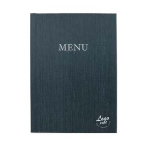 Menuomslag med klemryg, A4 "MENU", med dit logo logoprint, modern charcoal/grå