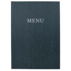 Menuomslag med klemryg, A4 "MENU", modern charcoal/grå