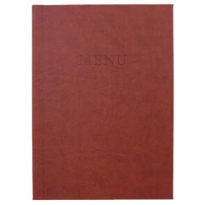 Menuomslag med klemryg, A4 "MENU", PU læder brun