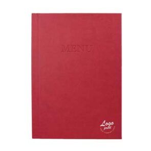 Menuomslag med klemryg, A4 "MENU", med dit logo, PU læder rød