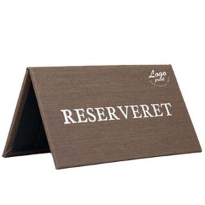 Reserveret bordskilt 120x67 mm, med dit logo, modern marron/brun