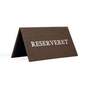 Reserveret bordskilt 120x67 mm, PU tekstil modern marron/brun