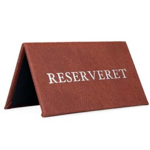 Reserveret bordskilt 120x67 mm, PU læder brun