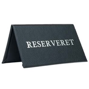 Reserveret bordskilt 120x67 mm, PU læder sort